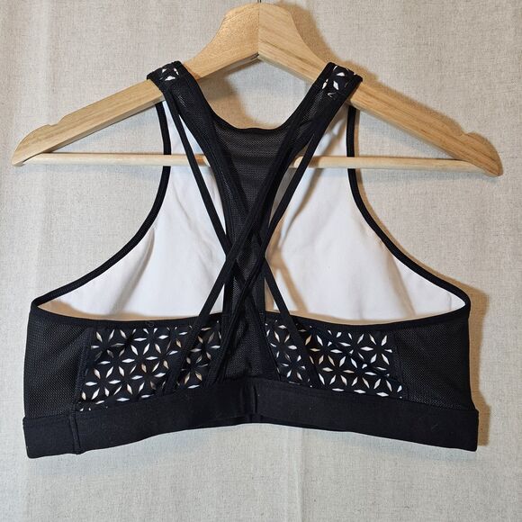Victoria's Secret VSX Laser Cut Racerback Sports Bra Womens Large Black White - Picture 4 of 8